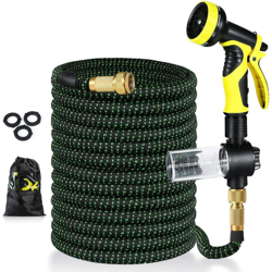 Tubo da giardino allungabile 15 m/50 ft con connettore in ottone massiccio, ugello a spruzzo Triple Latex Core a 9 modalità, forte e flessibile per características