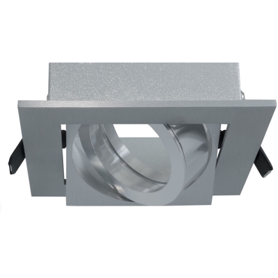 Zeitnet Inc. - Porta faretto incasso silver quadrato doppia cornice orientabile LED GU10 MR16