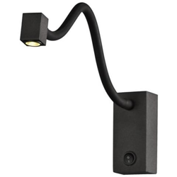 Lampada Da Parete, Reader 1l 3w Led A Testa Quadrata Spot, 3000k, 135lm, Base Rotonda Nera Opaca en oferta