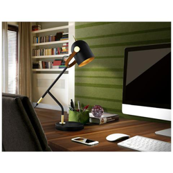 Lampada Da Tavolo Da Scrivania, Nero Opaco, Vernice Dorata, 1x E14 características