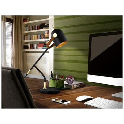 Lampada Da Tavolo Da Scrivania, Nero Opaco, Vernice Dorata, 1x E14