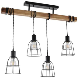 Lampada A Sospensione Industriale E Retrò Nera A 4 Luci, E27 en oferta