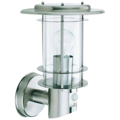 Applique Da Esterno A 1 Luce In Acciaio Inox Con Sensore Di Movimento Ip44, E27