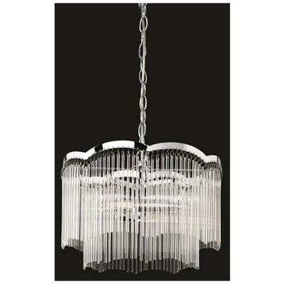 Sospensione A Soffitto A 2 Luci Cromate, Aste In Vetro Trasparente, E14