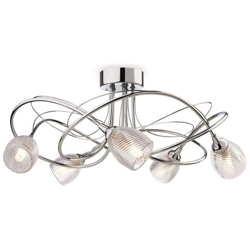 5 Light Flush Light Chrome, Vetro Decorativo Trasparente, G9 en oferta