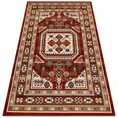 Tappeto Di Lana Vera 2372 Orientale, Etnico Terra Chiaretto Lana Toni Rosso 80x150 Cm