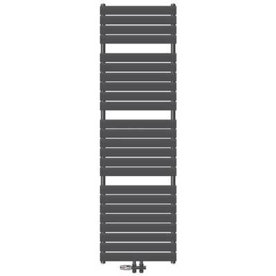 Radiatore Scaldasalviette Per Bagno Design A Vapore Con Attacco Centrale - 600 X 1771 Mm - Antracite - Monostrato Piatto - Verticale - Termoarredo Scaldasalviette Con Termostato Dritto