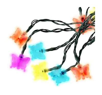 Ghirlanda di Luci Forma Farfalla 20 Pz Ricarica Energia Solare LED Multicolore