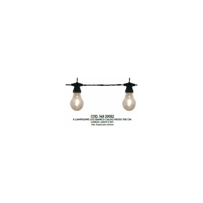 6 Lampadine con led Bianco Caldo 1 mt Ip44