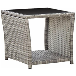 Tavolino Da Caffè Grigio 45x45x40 Cm In Polyrattan E Vetro en oferta