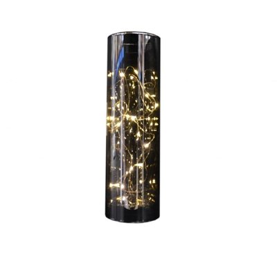 Cilindro Vetro Fume' Design 30 cm d 9 cm Gocce led Batt