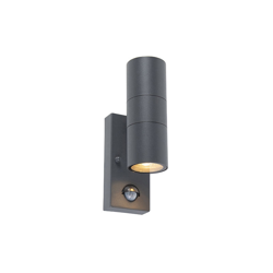 QAZQA + Lampada da esterno con sensore di movimento duo - Moderno - Acciaio inossidabile - Grafite - Tondo Max. 2 x Watt precio