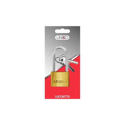 LUCCHETTO RETTANGOLARE ARCO LUNGO 'UNIKO' mm 30 - blister 1 pezzo