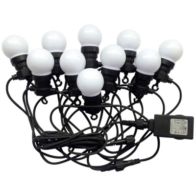 V-TAC VT-70510 catenaria luminosa led 3000K lampadine 10pcs 5M raccordabile con ingresso e uscita 2PIN IP44 - sku 7436