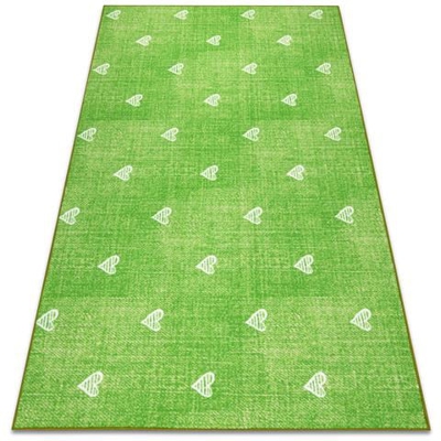 Tappeto Per Bambini Hearts Jeans, Vintage Cuori - Verde Toni Verde 100x500 Cm