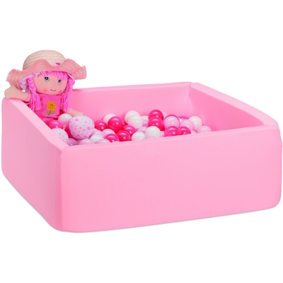 Piscina di Palline Quadrata, 200 Palle, Box in Gommapiuma, Giocattolo Bambini, Cameretta & Giardino, Rosa