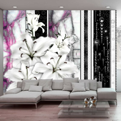Fotomurale carta da parati - Gigli piangenti su marmo viola | 100x70 en oferta