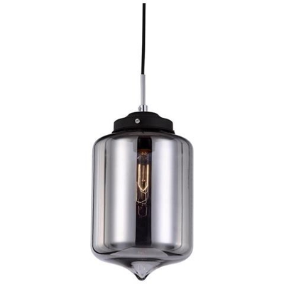 Sospensione Industriale E Retrò Nera A 1 Luce Con Paralume In Vetro Scuro, E27
