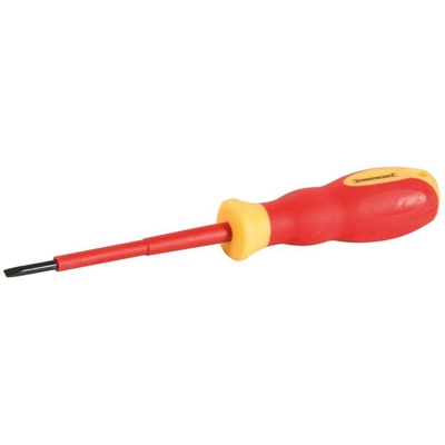 Silverline 802857 Cacciavite spaccato VDE per elettricista con impugnatura morbida 0,5 x 3 x 75 mm