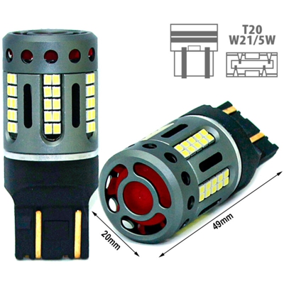 Lampada Led 7443 CK T20 W21/5W 100% Canbus 12V 21/5W Effettiva Bianco 6000K Con Ventola In Testa