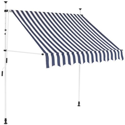 Tenda Da Sole Retrattile Manuale 150 Cm A Strisce Blu E Bianche