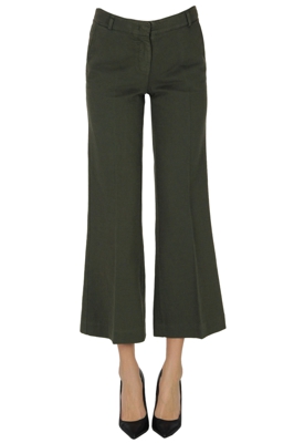 Cropped cotton and linen trousers