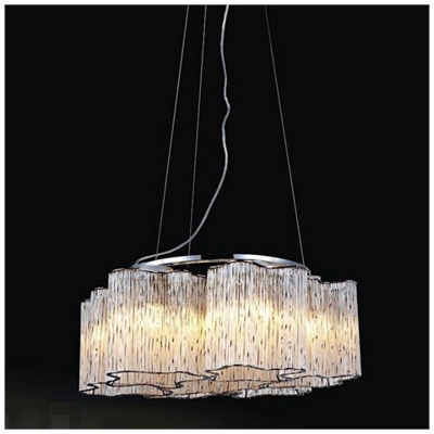 Sospensione Classica A Sospensione Cromata A 6 Luci Con Paralume In Vetro, Attacco E27