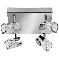 Faretto Led Integrato A 4 Luci Cromo, Trasparente E Vetro en oferta