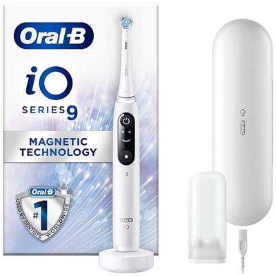 Oral-b Io -9- Spazzolino Elettrico Ricaricabile Con Ricarica Travel Case Progettato Da Braun - White Alabaster