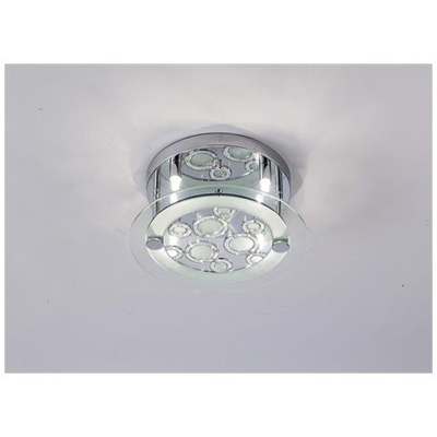 Plafoniera Rotonda Con Motivo Circolare A 4 Luci Cromo Lucido, Cristallo