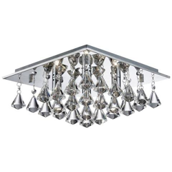 Plafoniera Quadrata A 4 Luci Semi-incasso Cromata Con Cristalli Piramidali, G9 precio