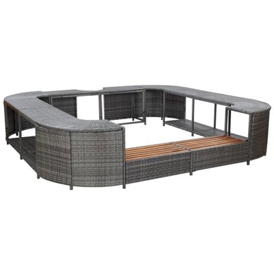 Bordo Spa Quadrato Grigio 268 X 268 X 55 Cm In Polyrattan