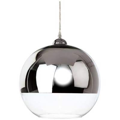 Sospensione A Soffitto A 1 Globo Di Luce Cromo E Vetro Trasparente, E27