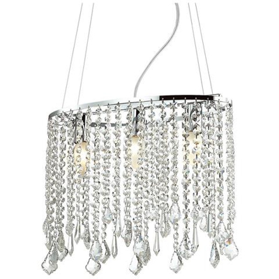 Sospensione Classica A Sospensione Cromata A 3 Luci Con Paralume Trasparente, E14