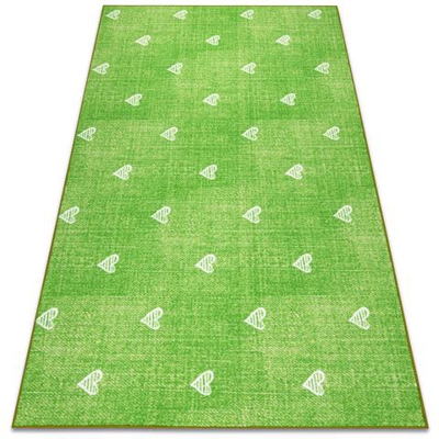 Tappeto Per Bambini Hearts Jeans, Vintage Cuori - Verde Toni Verde 200x350 Cm