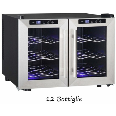 Cantina Vino 12 Bottiglie 2 Zone Frigorifero Libera Installazione Cantinetta