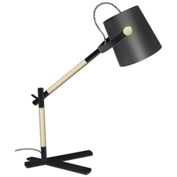 Lampada Da Tavolo Da Lavoro Con Paralume Nero 1 Luce E27, Nero Opaco, Faggio Con Paralume Nero características