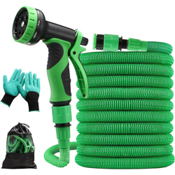 Tubo da giardino, 15 m di lattice retrattile ad alta pressione a tre strati, tubo retrattile con pistola a 9 funzioni en oferta