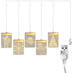 Lampadari a sospensione Ghirlanda luminosa con decorazioni natalizie 3D [Bianco sempre luminoso e caldo] Pupazzo di neve di Noel precio