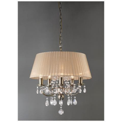 Sospensione A Soffitto Con Paralume In Bronzo Morbido A 5 Luci In Ottone Antico, Cristallo precio