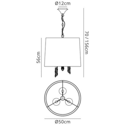Sospensione A Soffitto 3 + 3 Luci E14 + G9, Cromo Lucido Con Paralume Bianco E Cristallo Trasparente en oferta