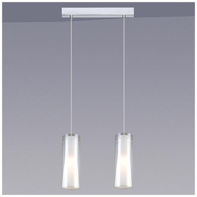 Sospensione Moderna A Sospensione Cromata A 2 Luci Con Paralume In Vetro, Attacco E27