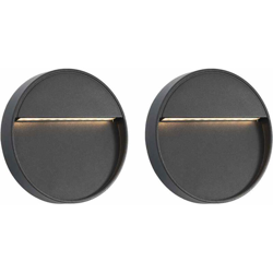 vidaXL Lampade da Parete da Esterno a LED 2 pz 3 W Nere Rotonde - Nero en oferta
