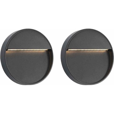 vidaXL Lampade da Parete da Esterno a LED 2 pz 3 W Nere Rotonde - Nero