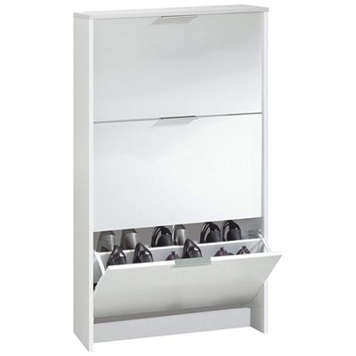Armadio Scarpiera A Ribalta Bianca Armadietto Mobile Bagno / casa / garage 18 Paia Scarpe 3 Ante 3 Ripiani 60 X 22 X 113 - Zapateros