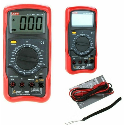 Tp - Multimetro Digitale Tester Professionale Volt Ampere 10A Lcd Con Puntali Ut51