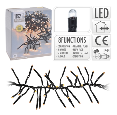 Luci Natale Ghirlanda 1152 Led Extra Bianco Caldo Con Giochi Di Luce Addobbi