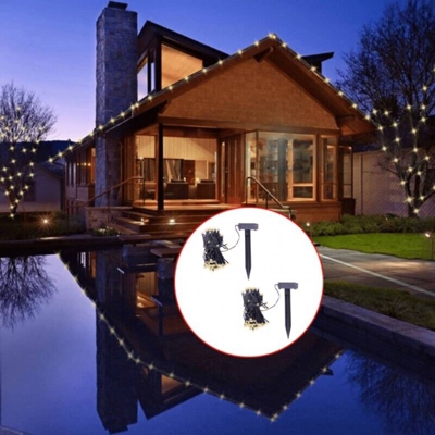 Stringa di di Luci Solari a LED Set 2 pz Bianco Caldo - Nero - Vidaxl