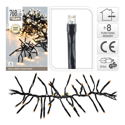 Peragashop - LUCI NATALE GHIRLANDA 768 LED BIANCO CALDO CON GIOCHI DI LUCE ADDOBBI