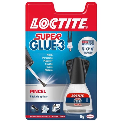 Super Colla Instantanea con Pennello 5gr per Metallo Legno Plastica - Loctite